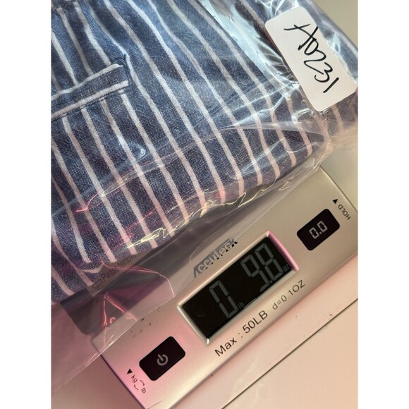 Beach Lunch Lounge Linen Blend Margot Drawstring Blue Pinstripe Pants Sz M Capri - Picture 13 of 13